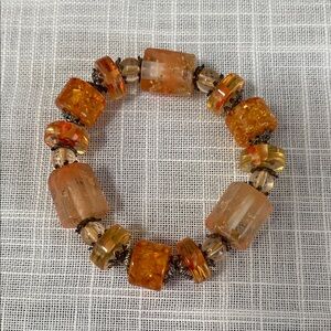 Amber and Gold Beaded Bracelet
